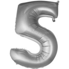 Eğlence Marketi 34 Inç Folyo Rakam Balon 76 cm Gümüş 5