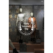 Mıgnatıs Sevgililer Günü Çerçeve Içinde Valentine’s Day ve Kalpler 60 cm Sticker - Beyaz