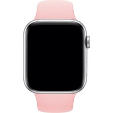 Cekuonline Apple Watch 1 2 3 4 5 6 7 Se 38MM Klasik Silikon Kordon Kayış Açık Pembe + Popsoket