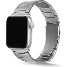 Cekuonline Apple Watch 1 2 3 4 5 6 7 Se 40MM Üçgen Parçalı Metal Kordon Kayış Gümüş + Popsoket