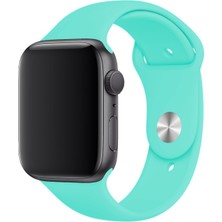 Cekuonline Apple Watch 1 2 3 4 5 6 7 Se 38MM Klasik Silikon Kordon Kayış Kayalık Turkuaz + Popsoket