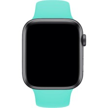 Cekuonline Apple Watch 1 2 3 4 5 6 7 Se 38MM Klasik Silikon Kordon Kayış Kayalık Turkuaz + Popsoket