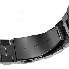 Cekuonline Apple Watch 1 2 3 4 5 6 7 Se 44MM Üç Baklalı Metal Kordon Kayış Siyah + Popsoket