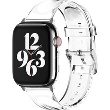 Cekuonline Apple Watch 1 2 3 4 5 6 7 Se 42MM 44MM 45MM Tam Şeffaf Silikon Kordon Kayış + Popsoket