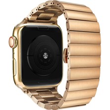 Cekuonline Apple Watch 1 2 3 4 5 6 7 Se 38MM 40MM 41MM Metal Baklalı Kordon Kayış Rose Gold + Popsoket