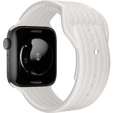 Cekuonline Apple Watch 1 2 3 4 5 6 7 Se 38MM 40MM 41MM Hasır Örgü Silikon Kordon Kayış Beyaz + Popsoket