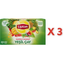 Lipton Mango & Ananaslı Yeşil Çay 20 Süzen Poşet 3'lü