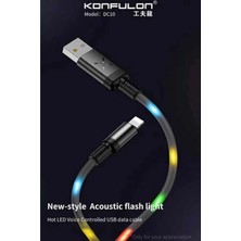 Konfulon Dc-10 Ses Duyarlı Işıklı Lightning Kablo iphone Uyumlu 1m 2A - Siyah