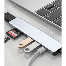 Daytona CF08 Macbook Uyumlu Type-C to 4K 1080p Ultra HD HDMI Type-C PD Şarj 2* USB 3.0 SD TF Kart Okuyucu Kablolu 7IN1 Çevirici Hub Adaptör