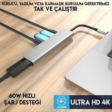 Daytona CF08 Macbook Uyumlu Type-C to 4K 1080p Ultra HD HDMI Type-C PD Şarj 2* USB 3.0 SD TF Kart Okuyucu Kablolu 7IN1 Çevirici Hub Adaptör