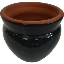 Armenbotanik Antrasi̇t Renk Sırlı El Yapımı Küçük Boy Toprak Saksı (12 x 12 Cm)