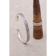 Sümer Telkari Gümüş Dövme Elişi Bilezik Yüzük Kombini 3689