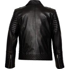 Sanalbolluk Slim Fit Kruvaze Yaka Erkek Deri Mont