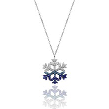 Ervanur 925 Ayar Gümüş Rodyum Kaplama Renkli Taşlı Kar Tanesi Kolye