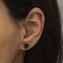 Ervanur Yeşil Zirkon Taşlı Lotus Çiçeği Kadın Küpe