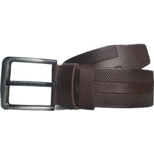 Kar-Pa %100 Deri Desenli Kot Pantolon Kemeri 4.5cm: Kahverengi