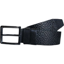 Kar-Pa %100 Deri Kroko Desen Kanvas Pantolon Kemeri 4cm: Siyah