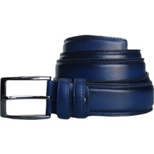 Kar-Pa %100 Deri Battal Boy Düz Kumaş Pantolon Kemeri 3.5cm; Lacivert
