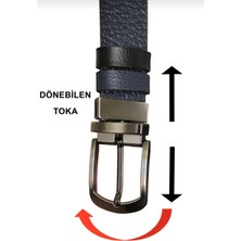 Kar-Pa %100 Deri Çift Taraflı Kanvas Pantolon Kemeri 4cm; Taba - Siyah