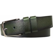 Kar-Pa %100 Tek Kat Deri Tek Düz Yeşil Kanvas Pantolon Kemeri 4cm