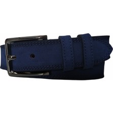 Kar-Pa %100 Deri Süet Lacivert Kanvas Pantolon Kemeri 4cm