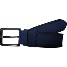 Kar-Pa %100 Deri Süet Lacivert Kanvas Pantolon Kemeri 4cm