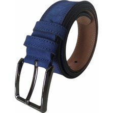 Kar-Pa %100 Deri Süet Lacivert Kanvas Pantolon Kemeri 4cm
