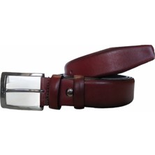 Kar-Pa %100 Deri Bordo Kumaş Pantolon Kemeri 3.5cm