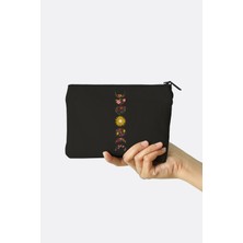 Clutch Yarım Ay Siyah Kanvas Makyaj Çantası
