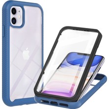 Hello-U iPhone 11 Için 3'ü 1 Arada Dayanıklı Pc + Pet Ekran Koruyuculu Tpu Kılıf - Mavi - Siyah (Yurt Dışından)