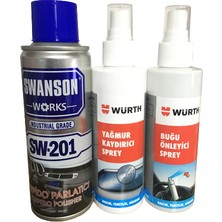 Würth Swanson Works Torpido Parlatıcı + Würth Buğu Önleyici ve Yağmur Kaydırıcı Sprey 150 ml