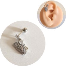 Bylin Cerrahi Çelik Zirkon Taşlı Sallantılı Kelebek Piercing- Bar Boy 6 mm / Kalınlık 1,2 mm