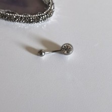 Bylin %100 G23 Titanyum Tek Taş Göbek Piercing - 10 Mm- 1 Adet