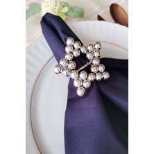 Emtory Home  6 Adet Metal Halkalı Parlak Ahşap Boncuklu Peçete Yüzüğü