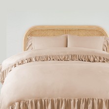 Ritmo Home Toprak Rengi Farbalalı - Fırfırlı Pamuklu Vintage Otel Serisi Tek Kişilik Nevresim Takımı