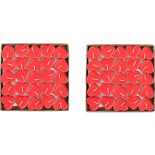 Bal10 Dünyası Sevgililer Günü Kırmızı Kalp Tealight Mum 50 Adet