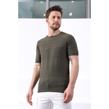 Ferraro Haki Bisiklet Yaka Erkek Pamuk Triko T-Shirt