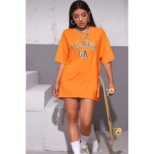 Trendypassion Atlanta Kadın Oversize T-Shirt Bisiklet Yaka Pamuklu 100% Rahat Kullanım