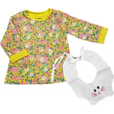 İpek Atlas Kız Çocuk Çiçek Detaylı Safran Renkli Sweatshirt