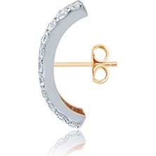 Tektaş Pembe Beyaz Altın 14 Ayar Earcuff Tek Küpe