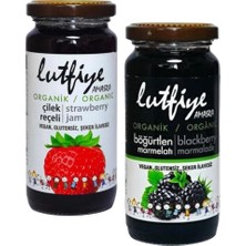 Lütfiye Organik Çilek Reçeli 280 gr + Organik Böğürtlen Marmelatı 280 gr Set