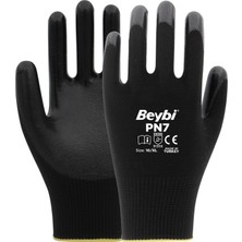 Beybi Pn7 Polyester Örme Nitril Iş Eldiven Siyah