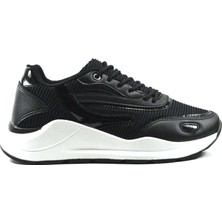 Flet 119 Siyah Bağlı Yüksek Taban Kadın Sneaker Spor Ayakkabı
