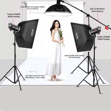 Godox QS600 Iı W/s 3'lü Stüdyo Paraflaş Softbox Kit (600 Watt) & Stüdyo Fon Perde Sistemi