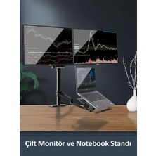 Npo STD7093 10"-27" Notebook Stand ve Vesa Monitör Tutucu Çift Kol