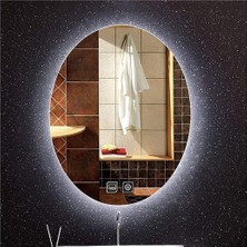 Global Led Mirror 50X70 cm Dokunmatik Tuşlu Buğu Yapmayan Ledli Elips Banyo Aynası