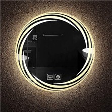 Global Led Mirror 85 cm Dokunmatik Tuşlu Buğu Çözücü Ledli Yuvarlak Banyo Aynası