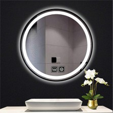 Global Led Mirror 75 cm Dokunmatik Tuşlu Buğu Yapmayan Ledli Yuvarlak Banyo Aynası