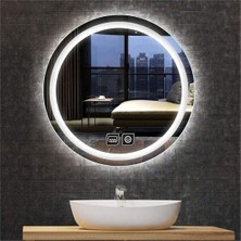 Global Led Mirror 75 cm Dokunmatik Tuşlu Buğu Çözücü Ledli Yuvarlak Banyo Aynası
