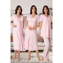 Lohusa Kısa Kol Pijama Gecelik Sabahlık Set Takım Effort 8026